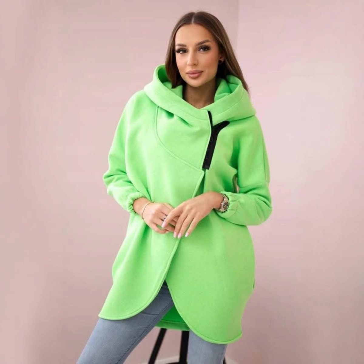 Manteau uni grande taille pour femme