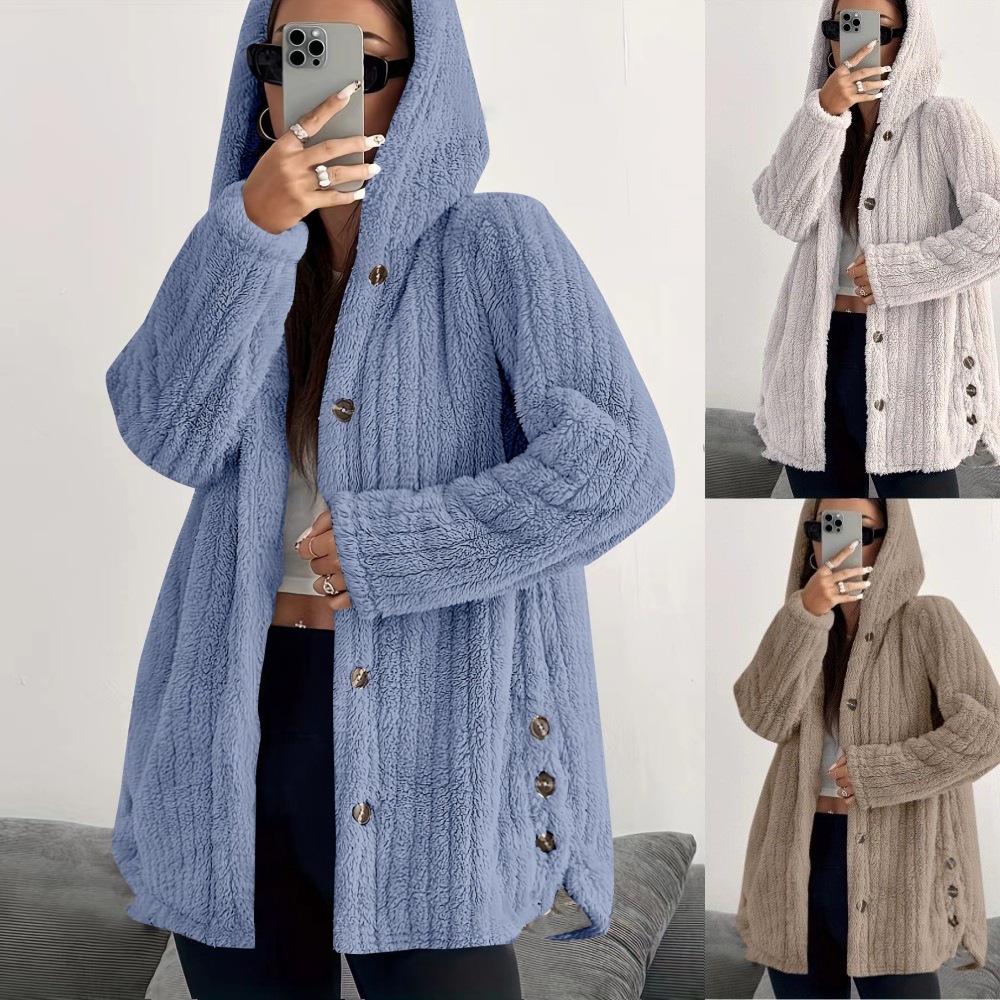 Manteau ouaté à capuchon femme manches régulières