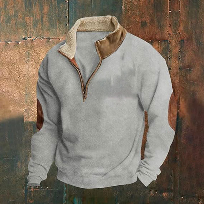 Cardigan mi-boutonné rétro patchwork homme