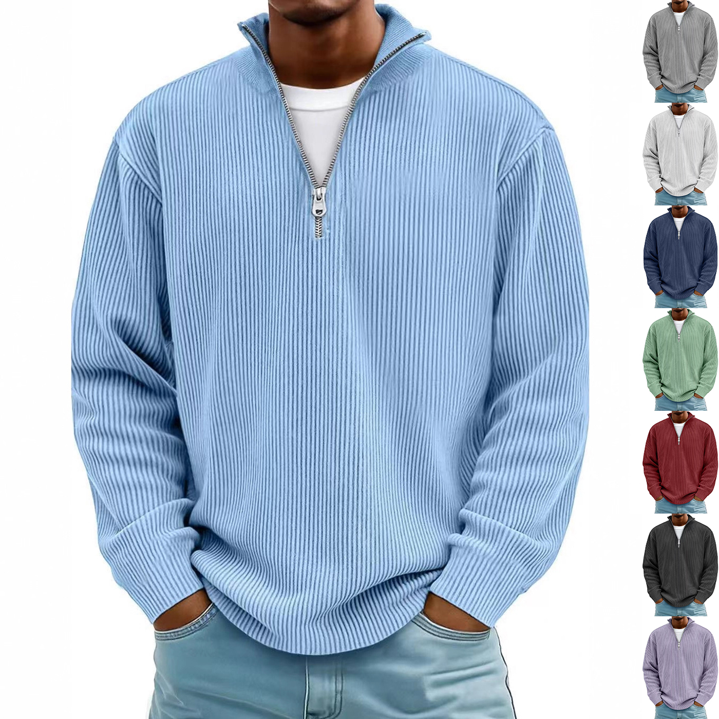 Chandail col montant corduroy homme casual