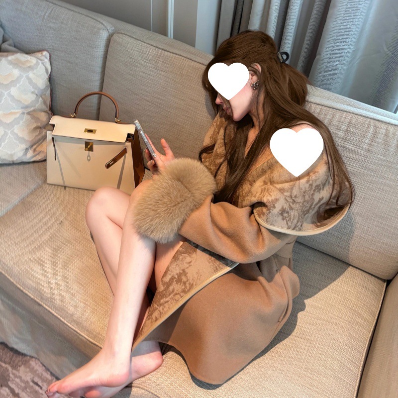 Manteau patchwork cordon poche simple femme