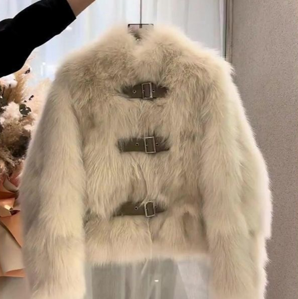 Manteau fourrure femme col montant court mode