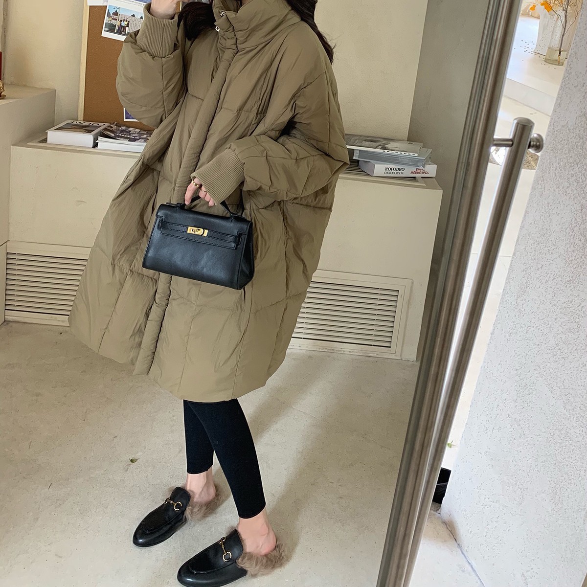 Manteau rétro épais style coréen, long aux genoux