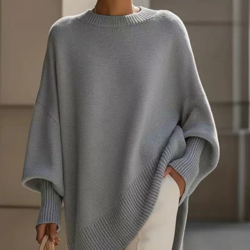 Chandail tricot femme col rond épais ample