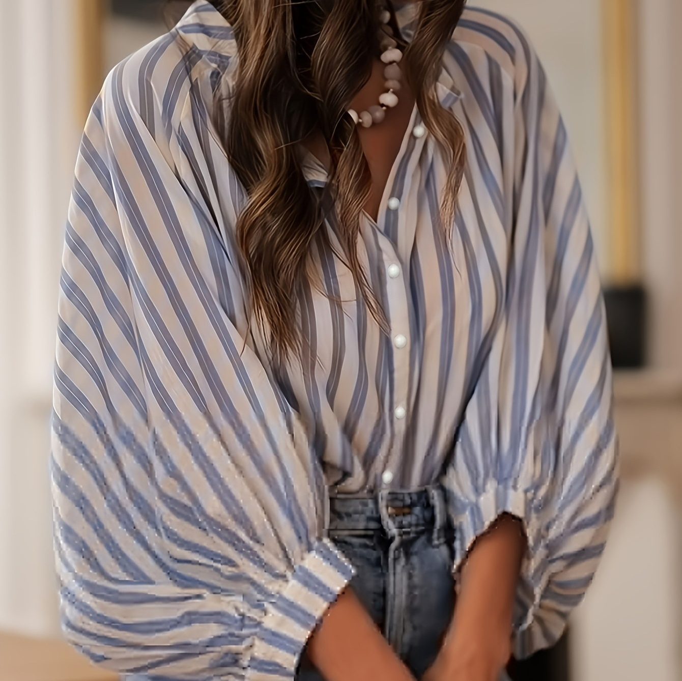 Chemise rayée manches longues amincissante femme