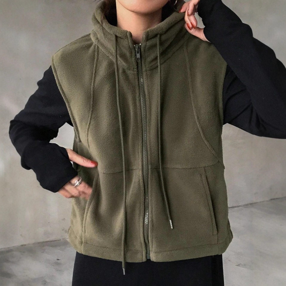 Gilet zip sans manches casual unie