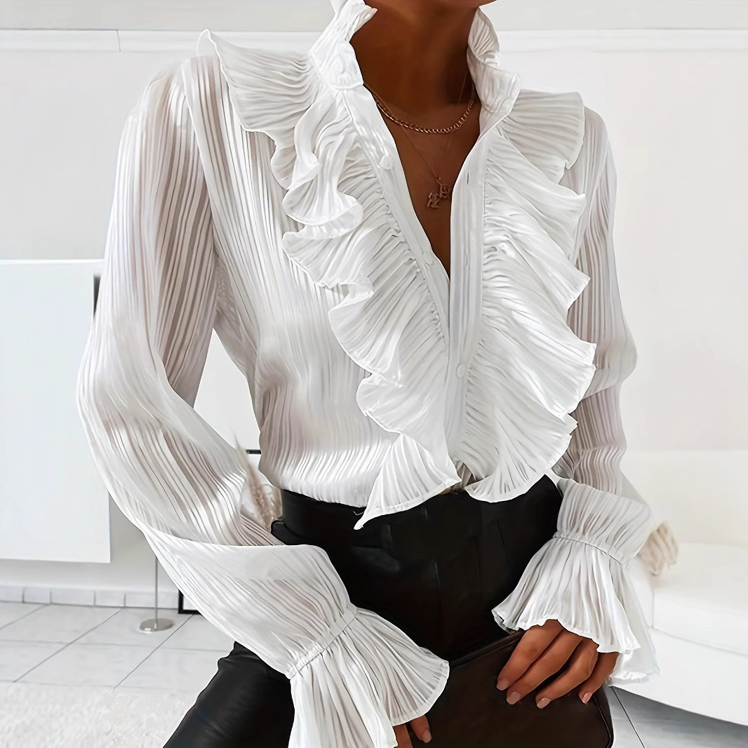 Chemise top unie casual femme