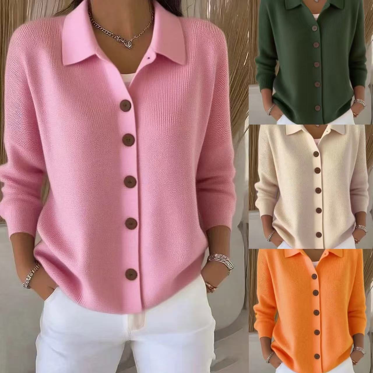 Cardigan sweater boutons col revers femme
