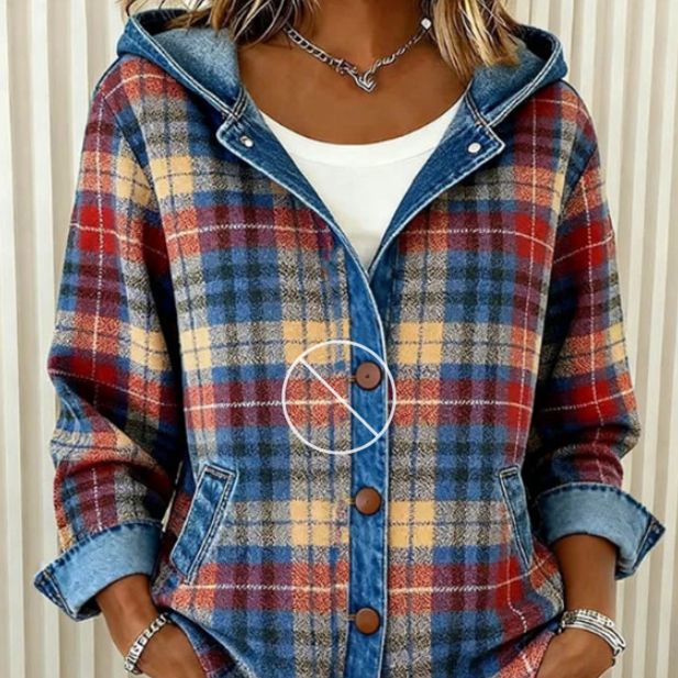 Manteau carreaux bicolore mode femme