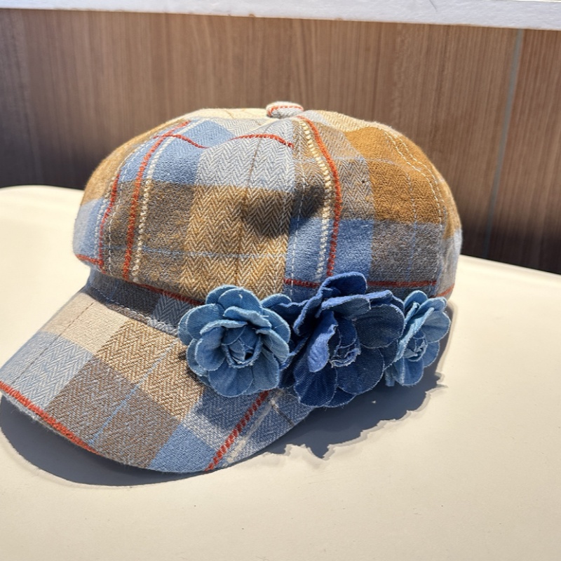Béret à carreaux chaud automne-hiver