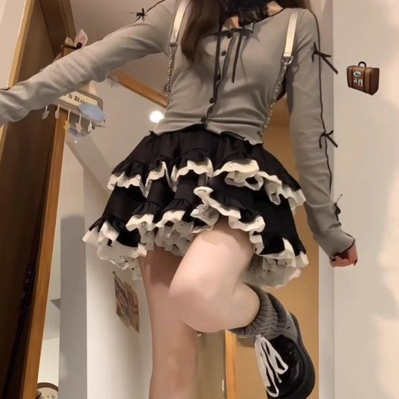 Jupe courte bouffante taille haute mi-longueur femme