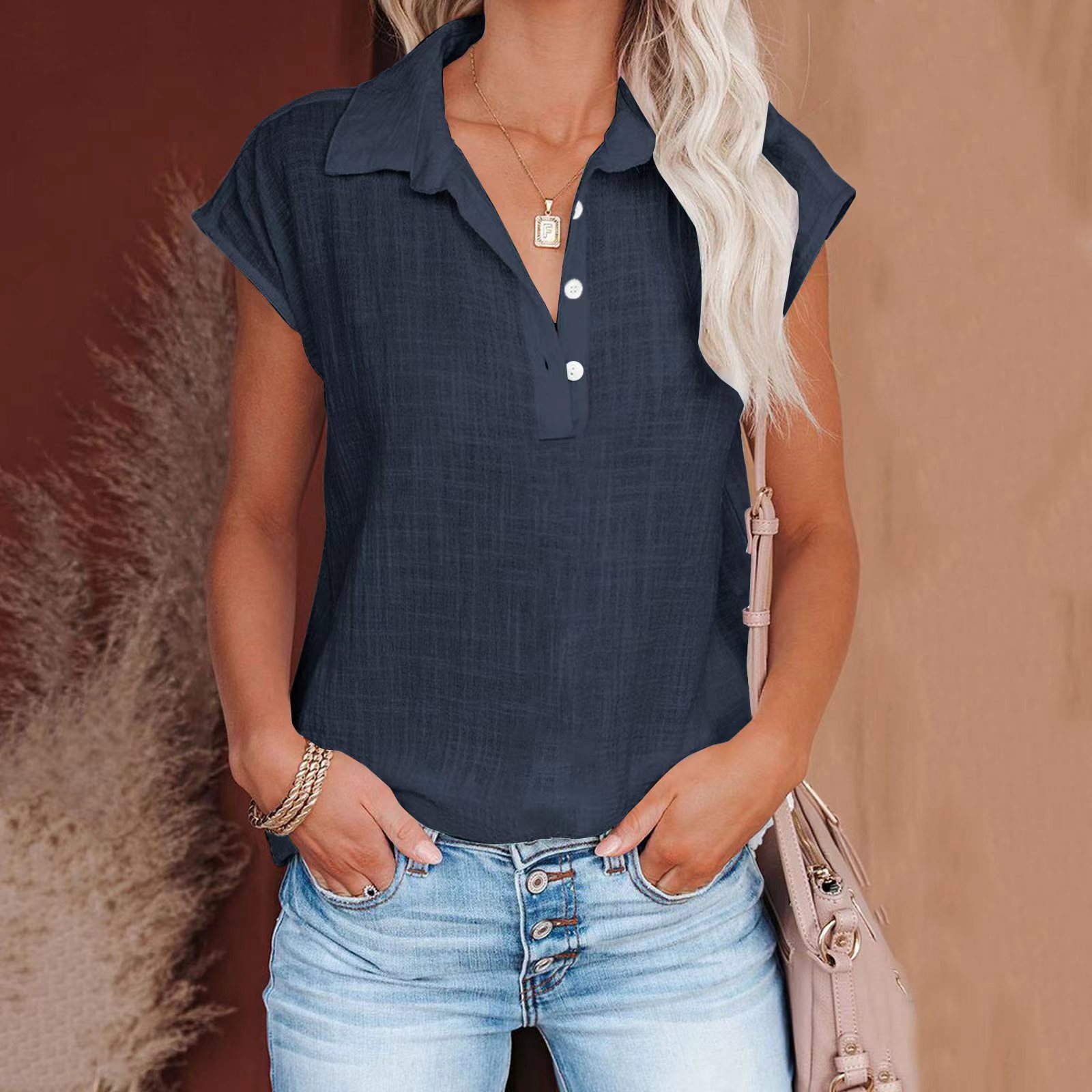 Chemise femme rétro coton lin