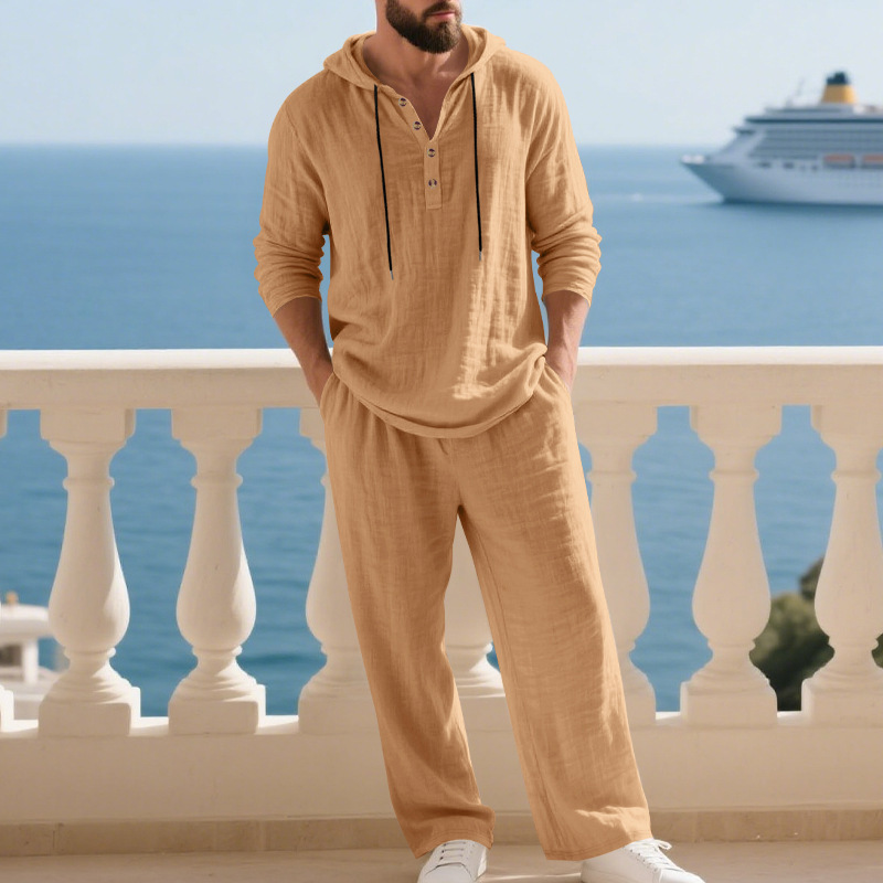 Ensemble pyjama homme capuchon manches longues