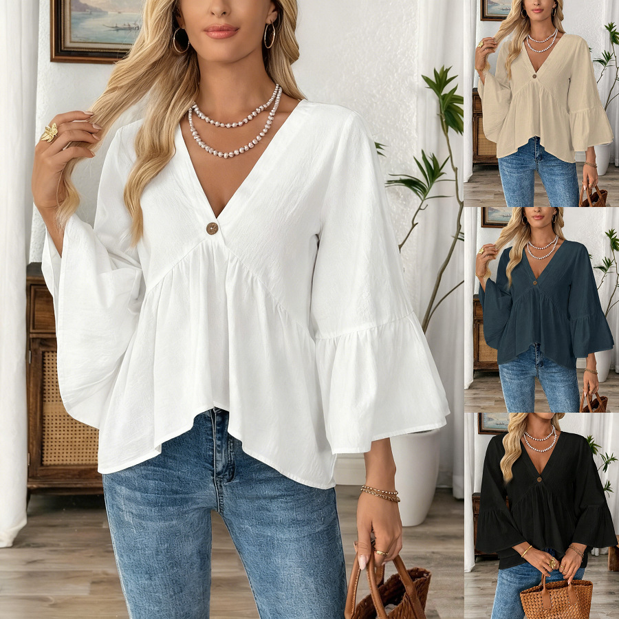 Chemise volants col V femme