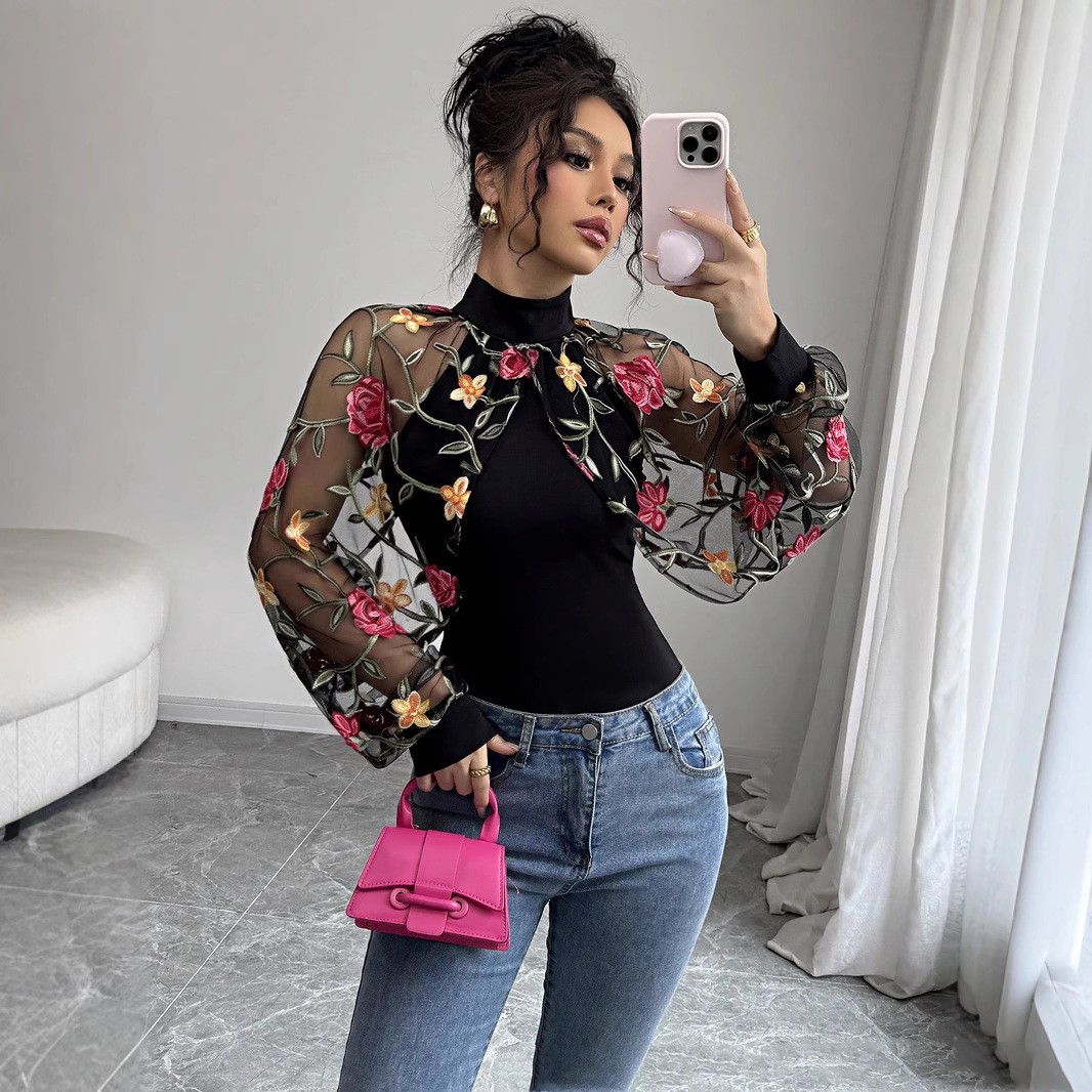 T-shirt style designer dentelle plissée