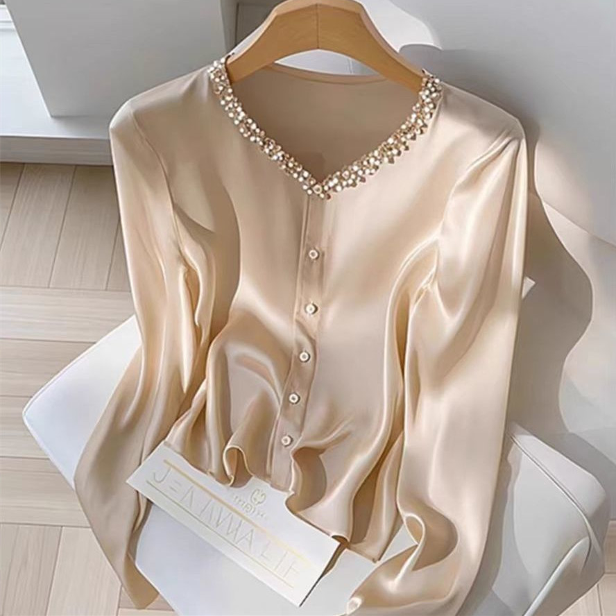 Chemise femme style français couleur champagne élégante