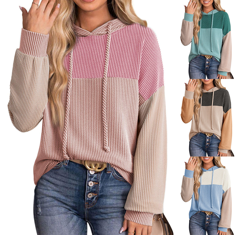 Hoodie manches longues bicolore ample style nouveau