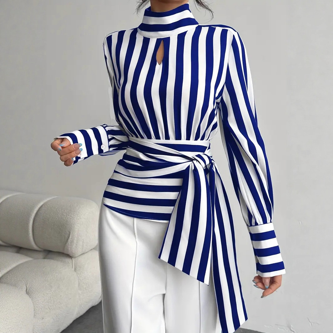 Chemise classique col foulard femme manches longues