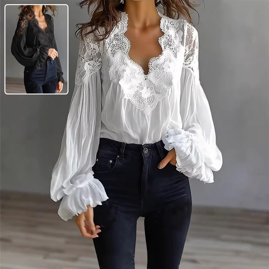 Blouse puffée plissée fronces manches longues