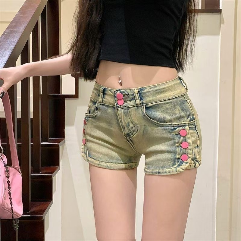 Short en denim rétro américain taille basse