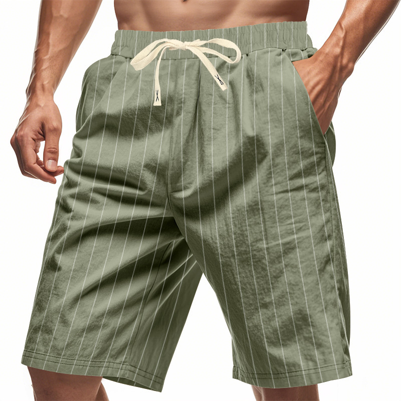 Short linen homme respirant style américain plage
