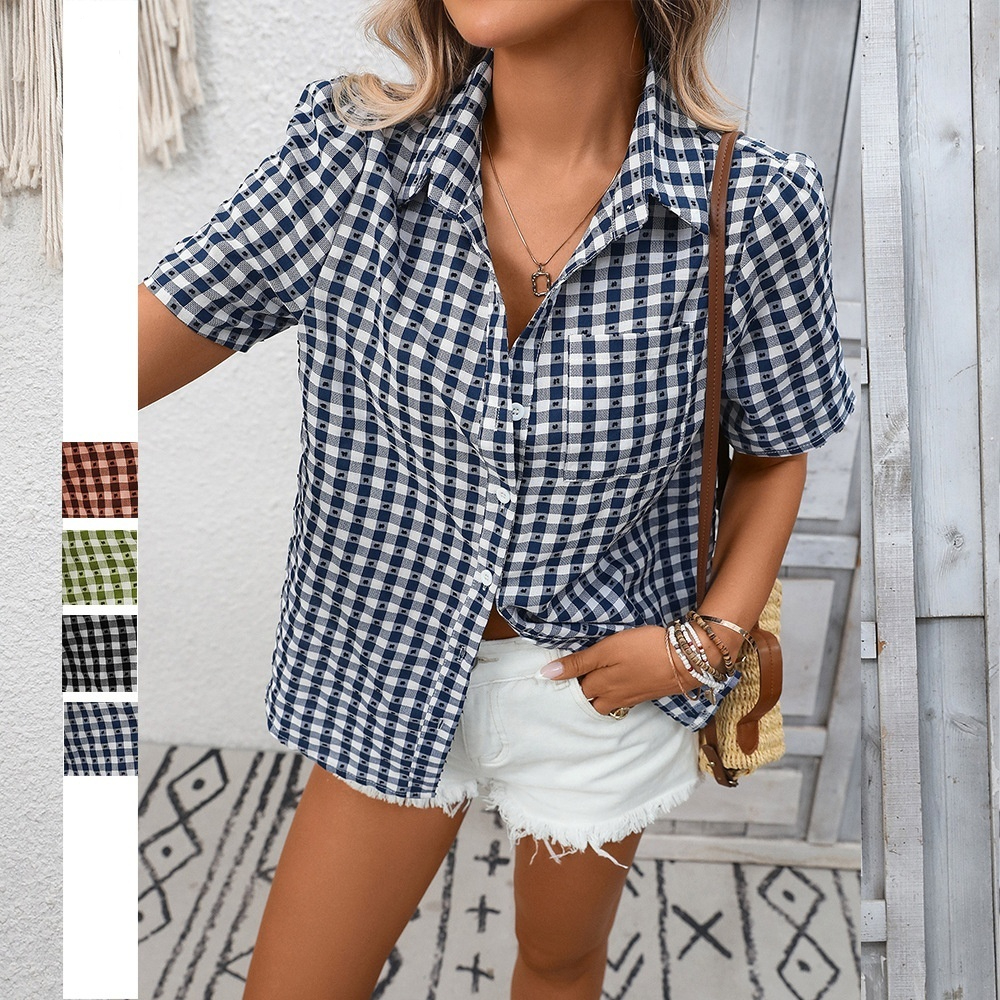 Chemise carreaux poches décontractée ample
