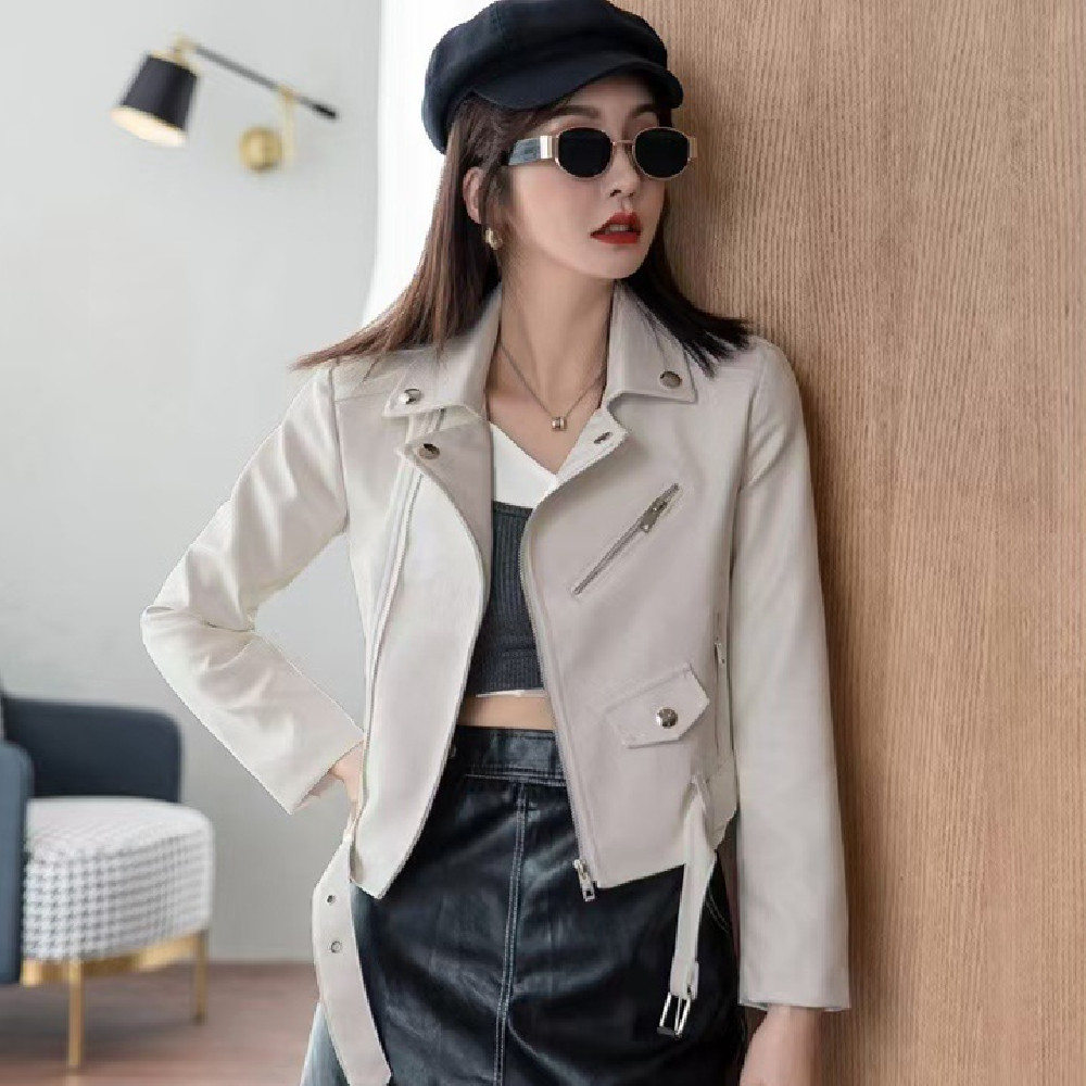 Veste cuir moulante femme