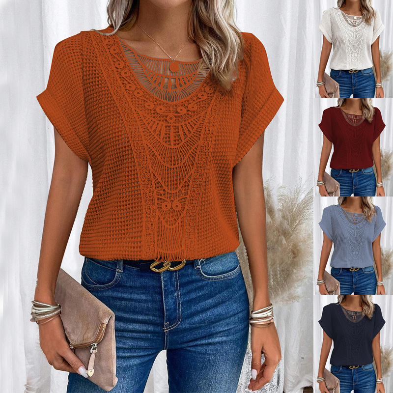 T-shirt dentelle ajourée grande taille
