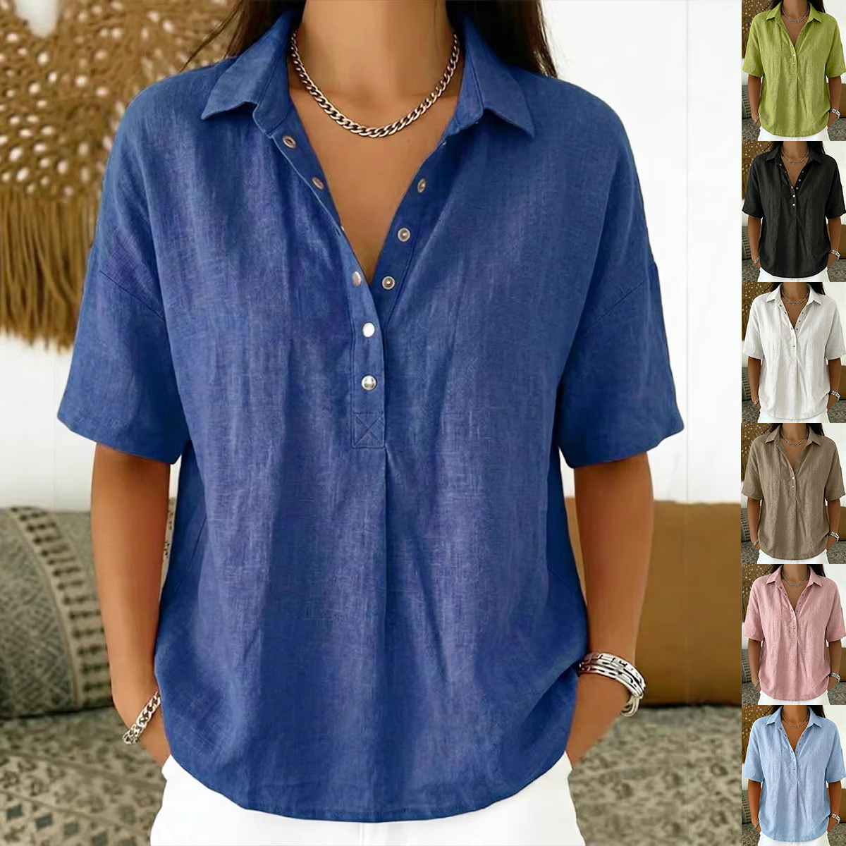 Chemise boutons manches courtes casual femme
