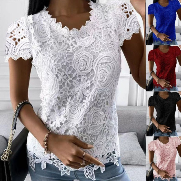 Chemisier femme manches longues dentelle style européen