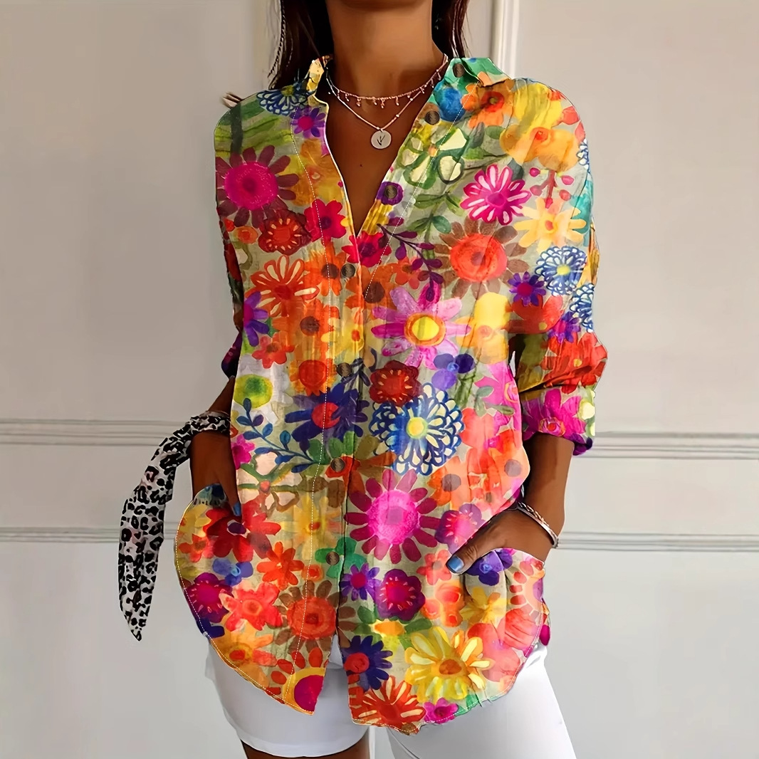 Chemise casual imprimée manches longues femme