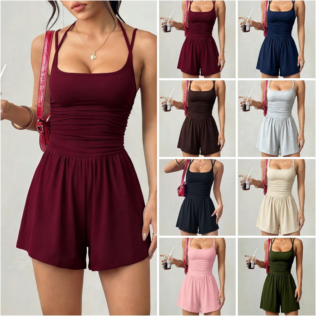 Combinaison short tube top bretelles femme