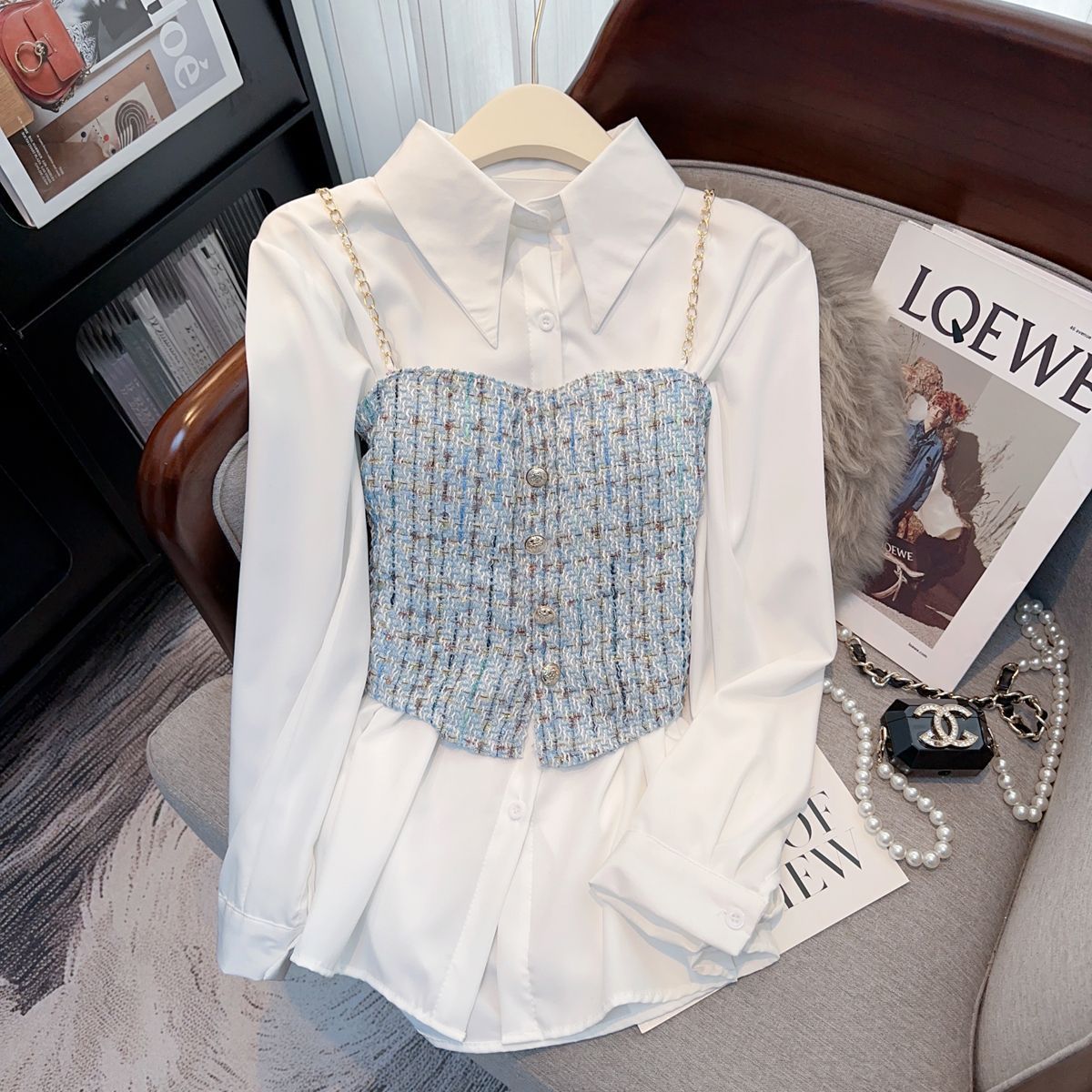 Ensemble deux pièces chemise blanche style designer