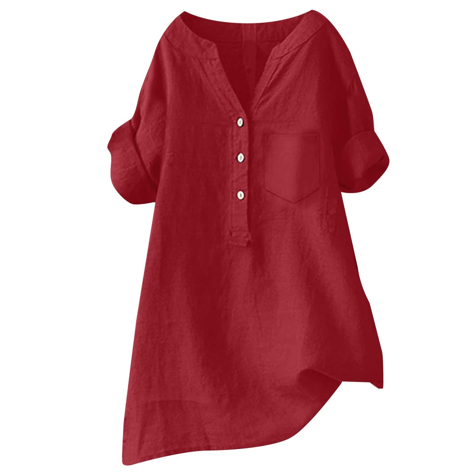 Chemise lin coton couleur unie loose