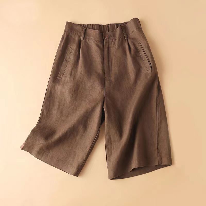 Capri casual longueur genou coton-lin amincissant