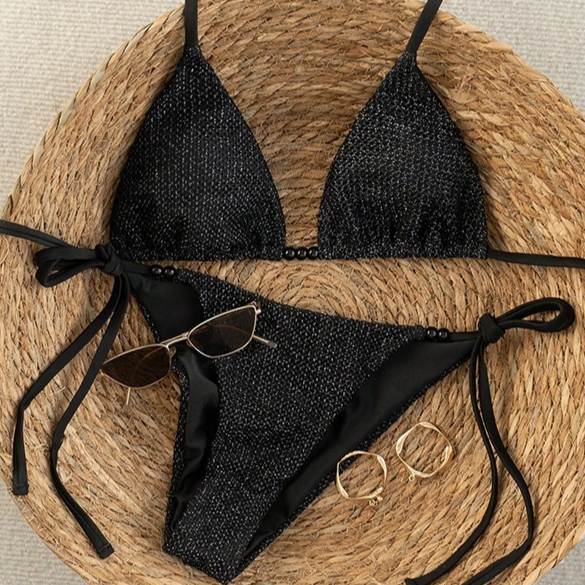 Ensemble bikini couleur unie sexy femme