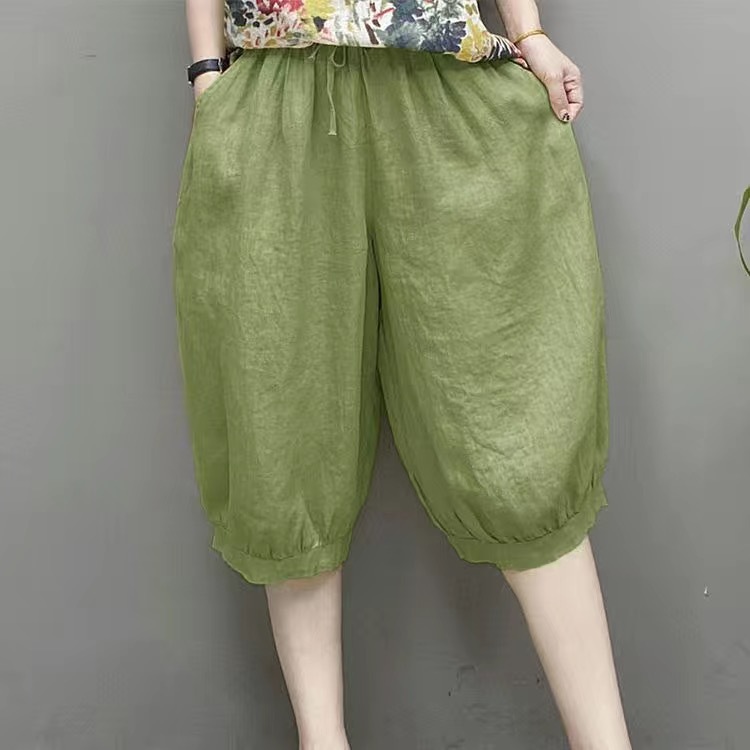 Pantalon capri taille élastique femme grande taille