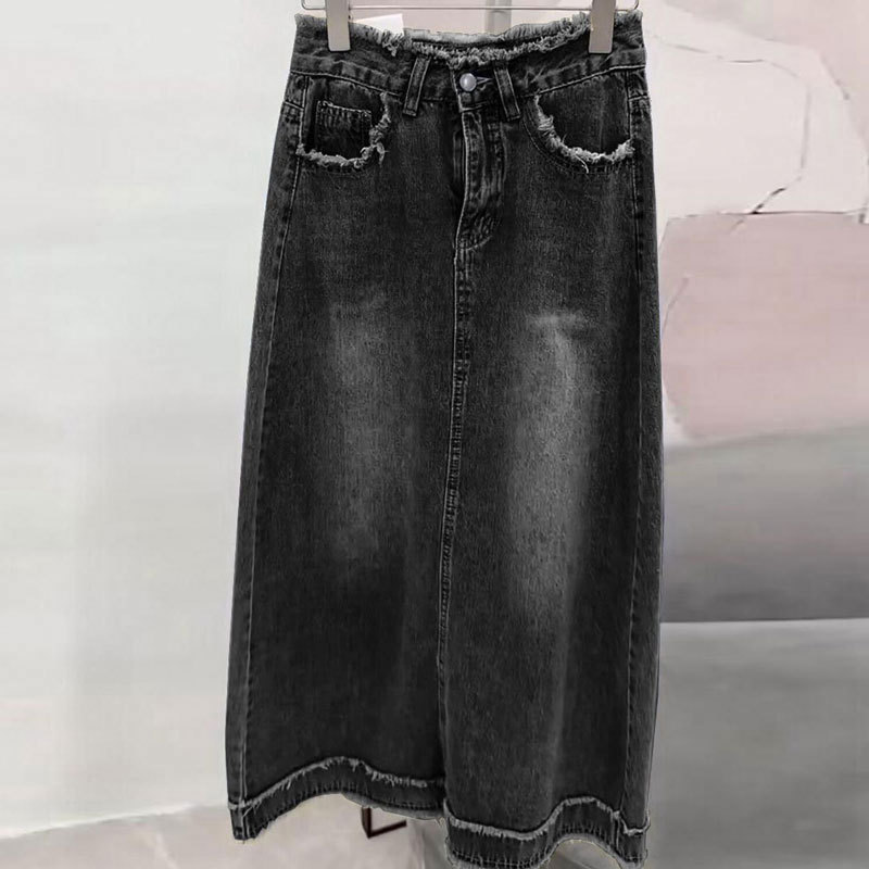 Jupe en denim brute coupe droite femme