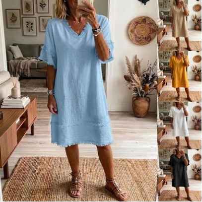 Robe ample col V décontractée
