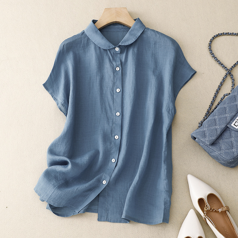 Chemise col bas lin coton grande taille ample