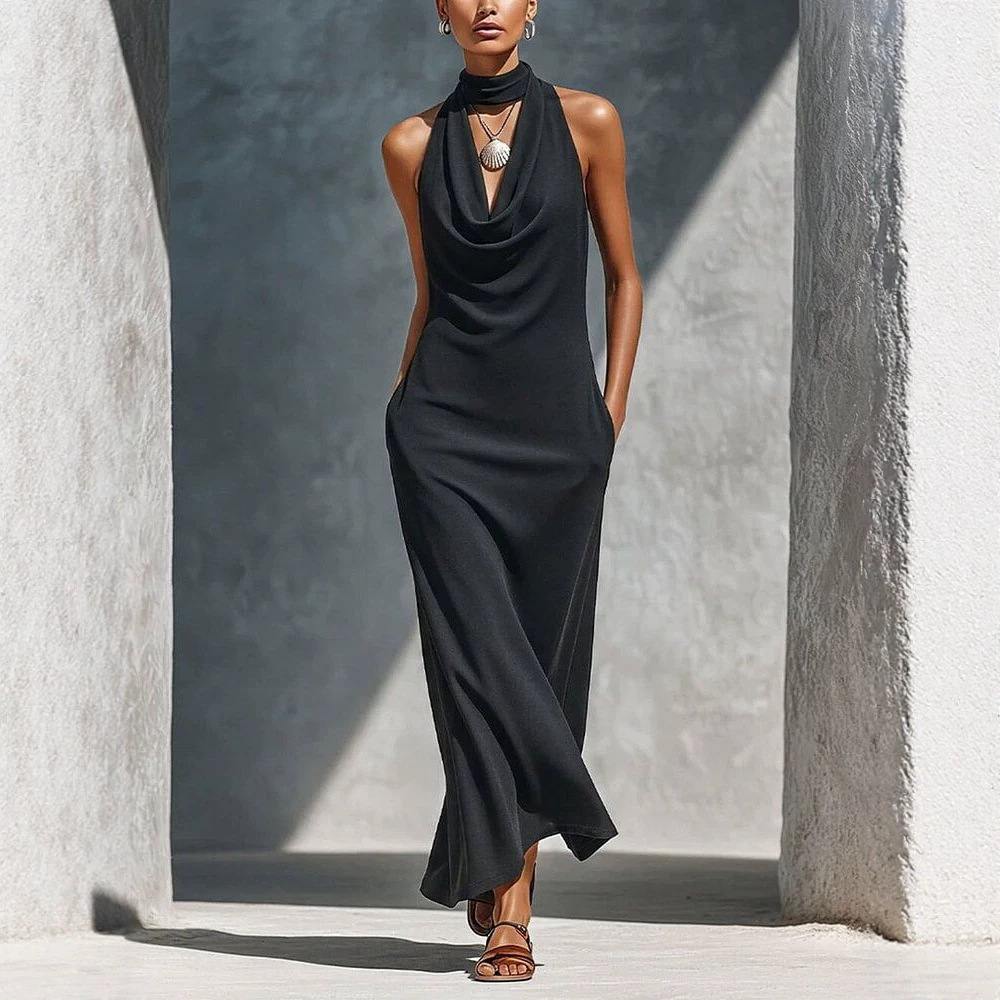 Robe trapèze sans manches cintrée femme élégante
