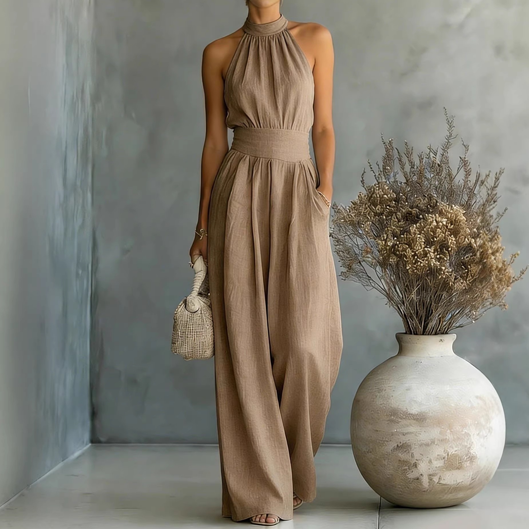 Combinaison sans manches style halter