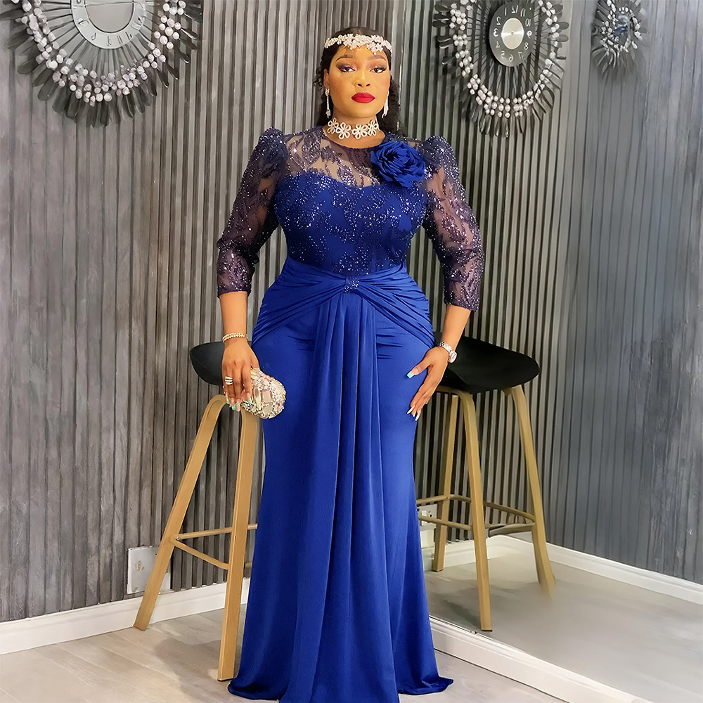 Robe en dentelle patchwork taille plus pour femme