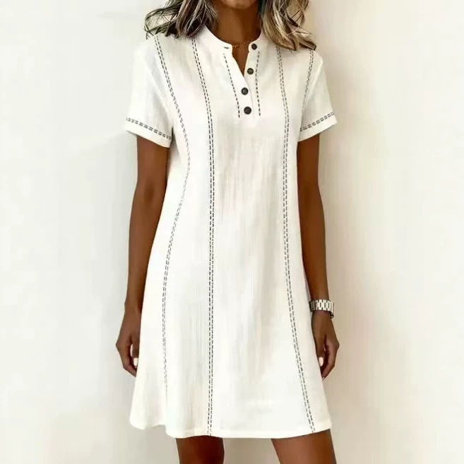 Robe chemise décontractée à col officier imprimée