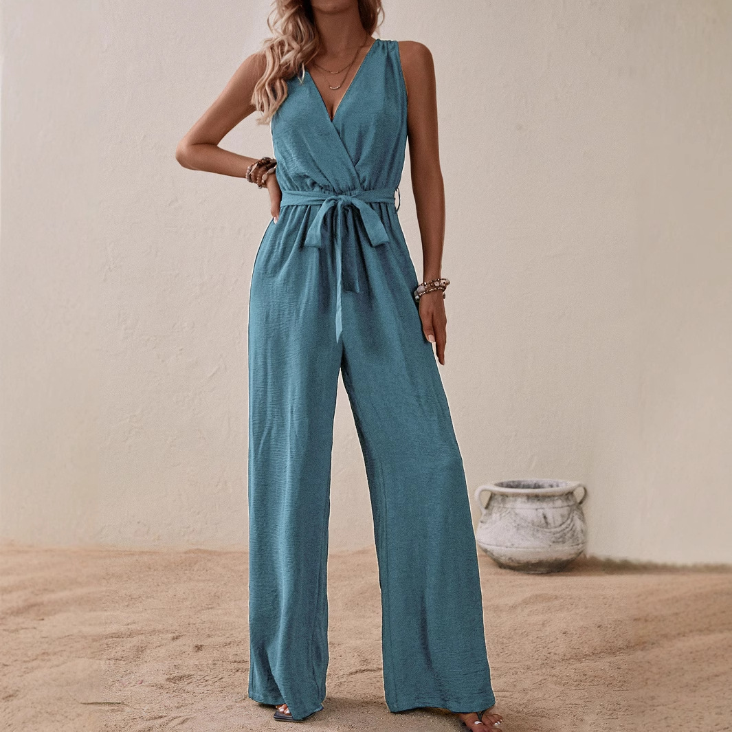 Combinaison femme sans manches taille haute ensemble