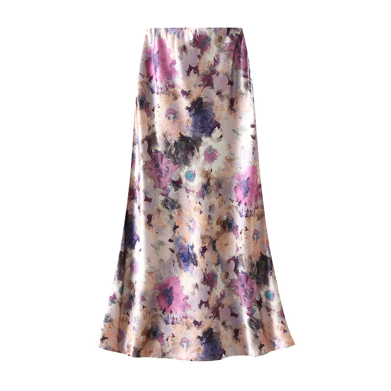 Jupe mi-longue taille haute chic affinante