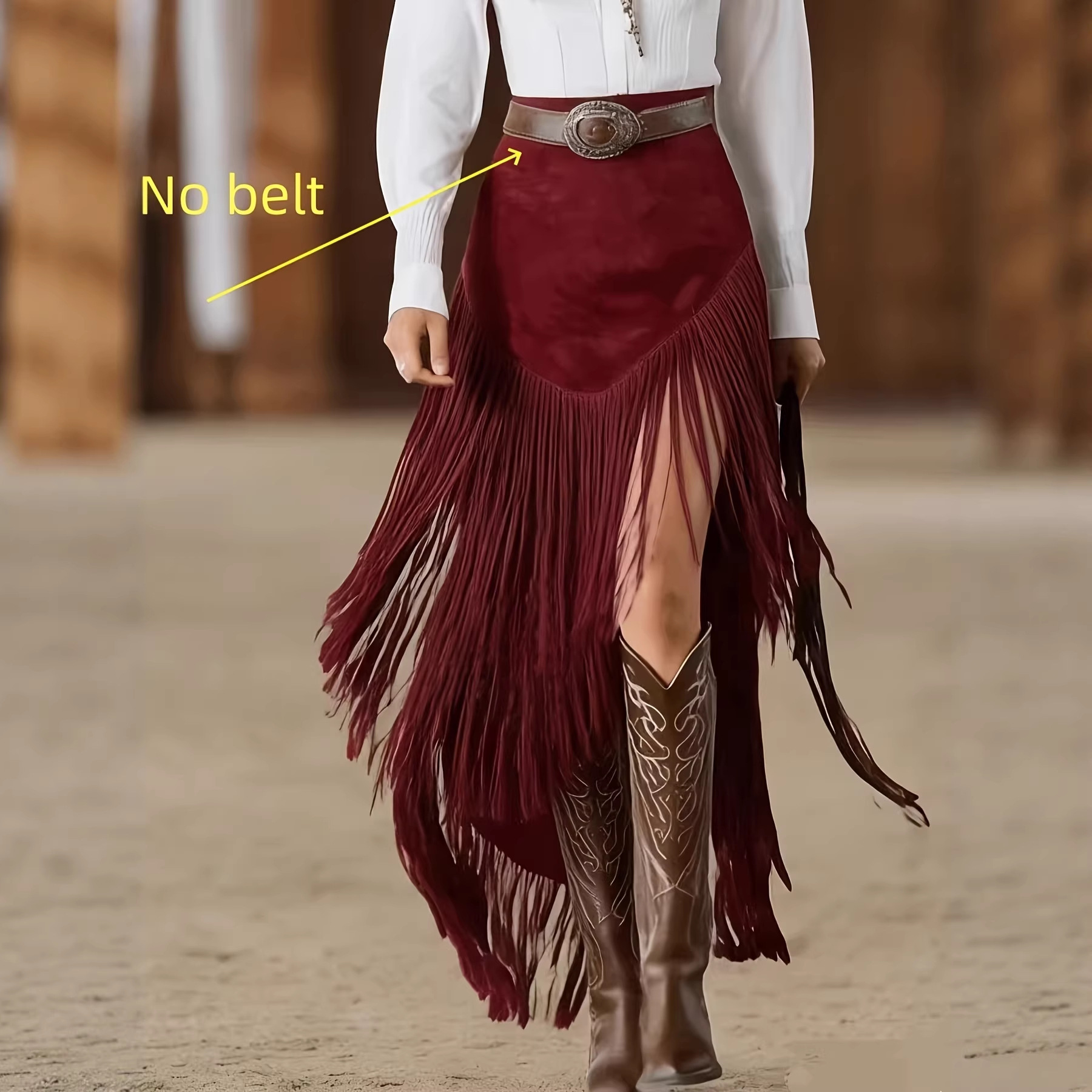 Jupe western asymétrique franges vintage femme
