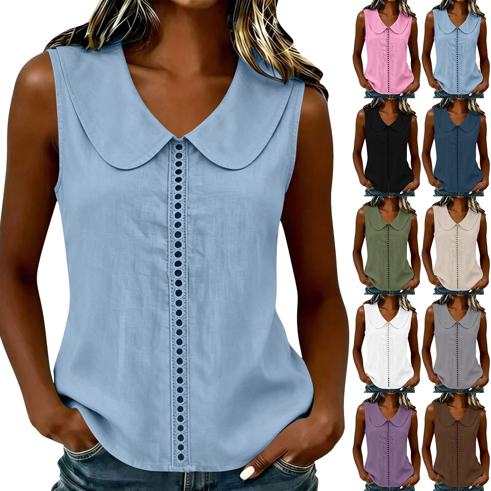 Gilet ajusté col rabattu, dentelle, style décontracté
