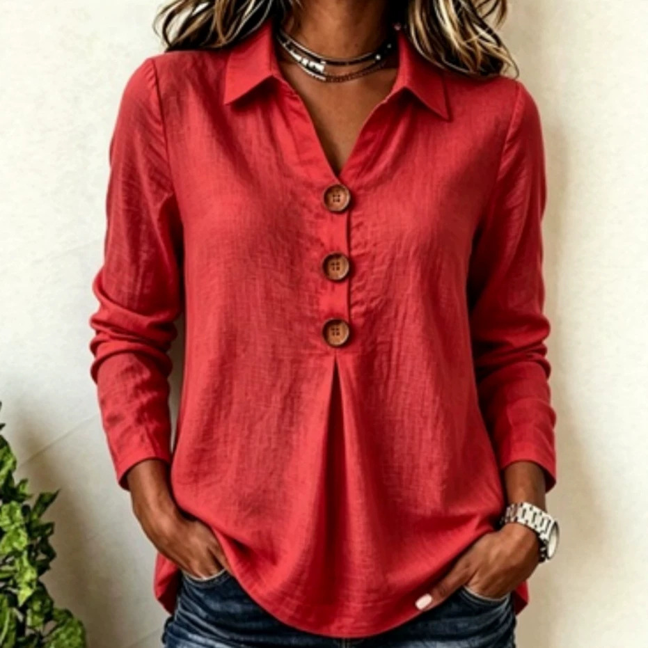 Chemise boutonnée manches longues, femme, couleur unie