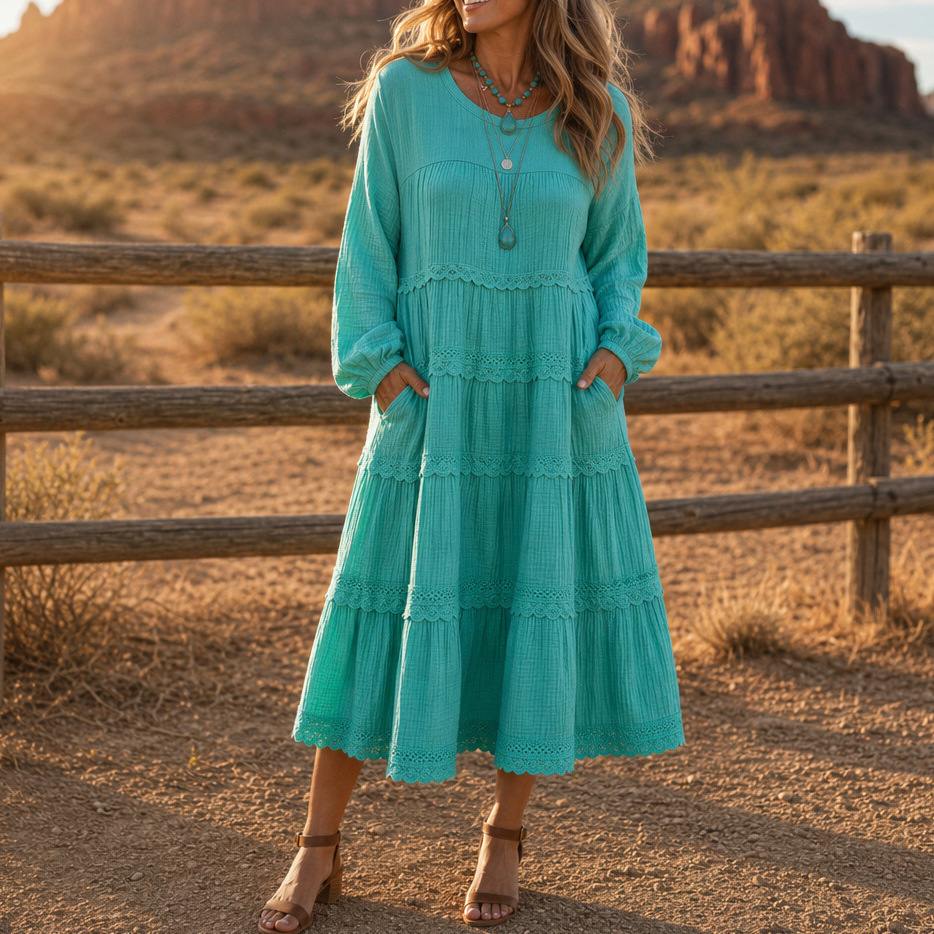 Robe longue ample couleur unie grande taille